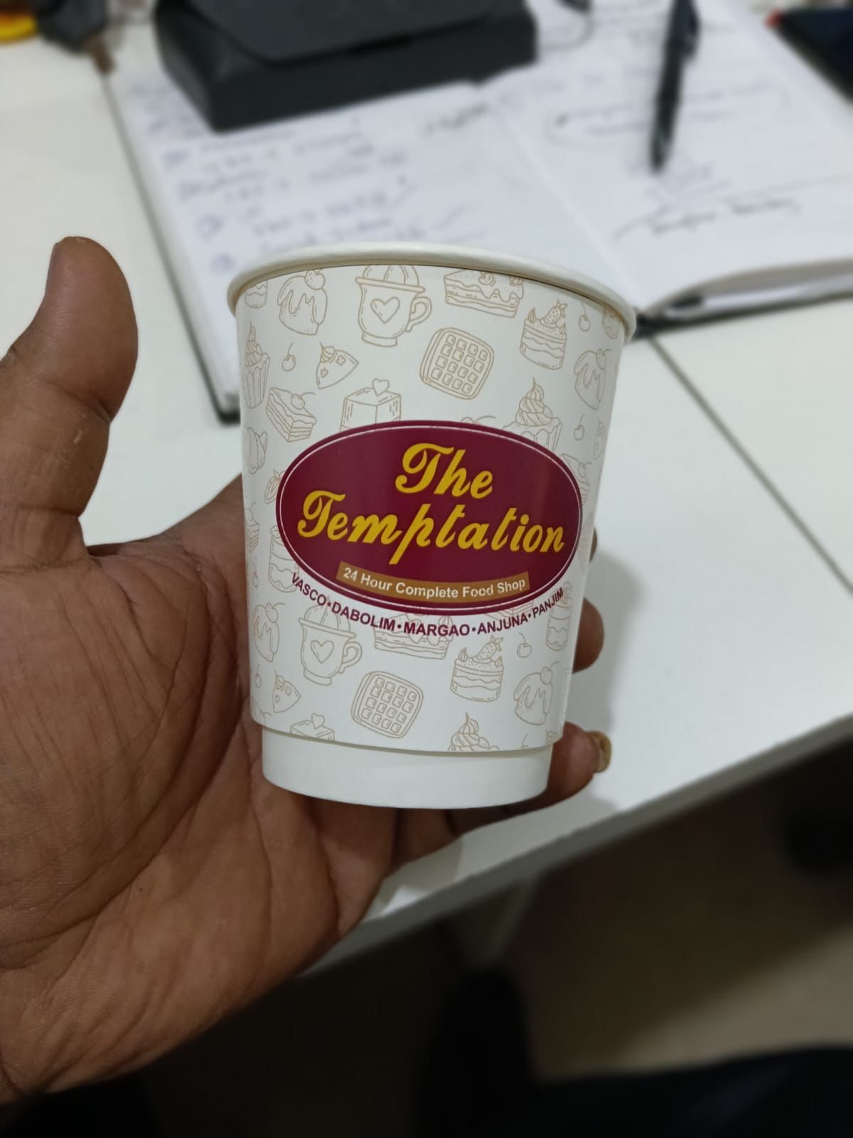 The Temptation packaging — Paper cup with custom print